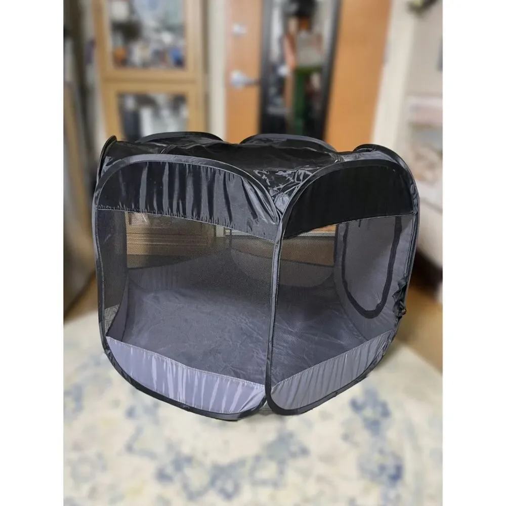 Portable Black and Gray Pop-Up Pet Playpen